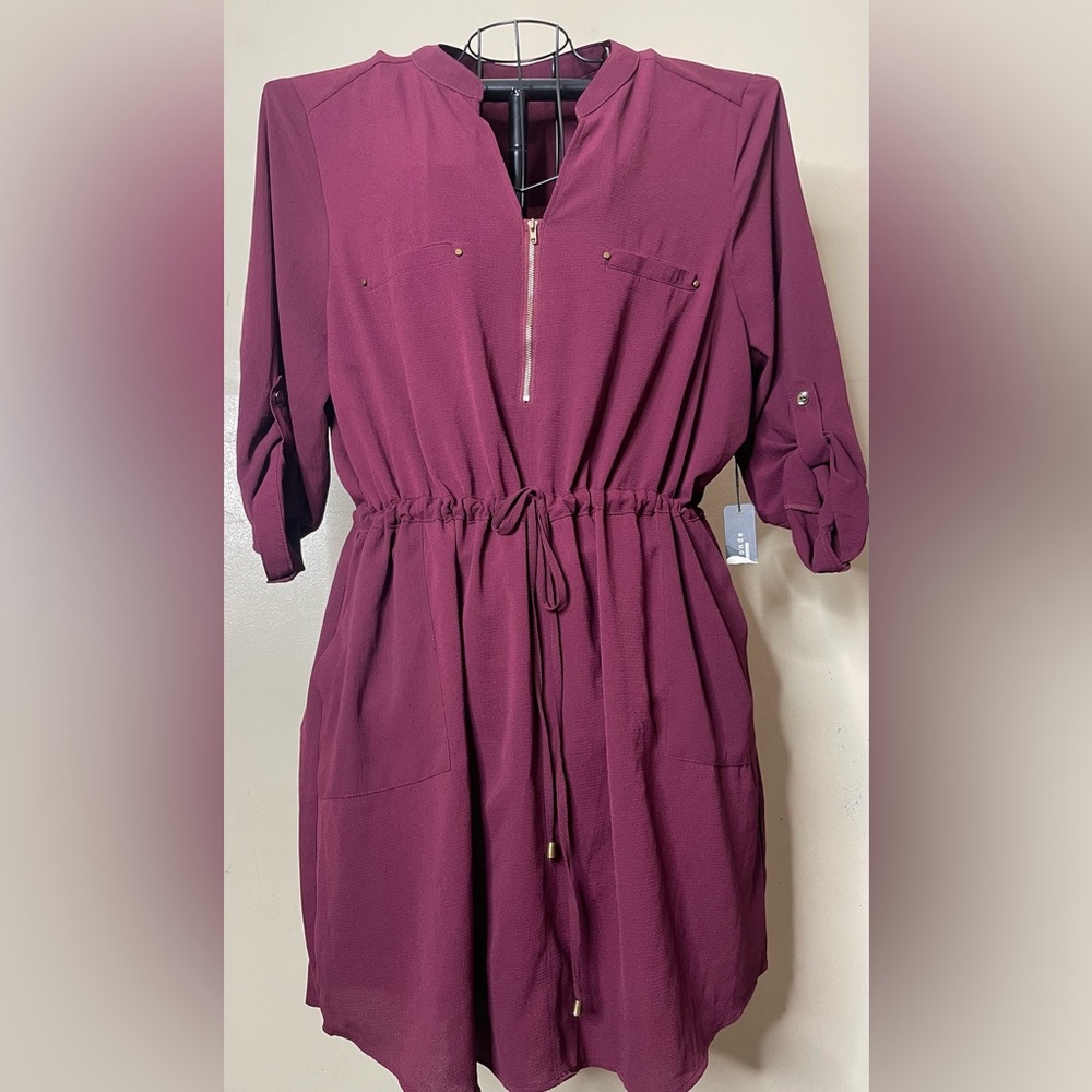 Haute Monde Long Sleeve Burgundy Dress
